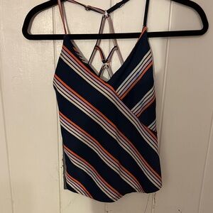 Carve Designs Navy and Orange Striped Swim Camisole
